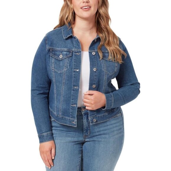 Jackets & Blazers - Women's Pixie Classic Casual Feminine Fit Crop Jean Jacket Denim Mercer Blue